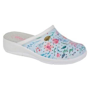 Dek Womens/Ladies Floral Leather Clogs / Baby Blue